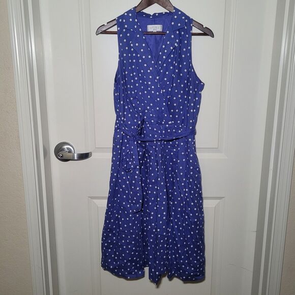 Kasper Blue Polka Dot Mini Dress - Picture 1 of 7
